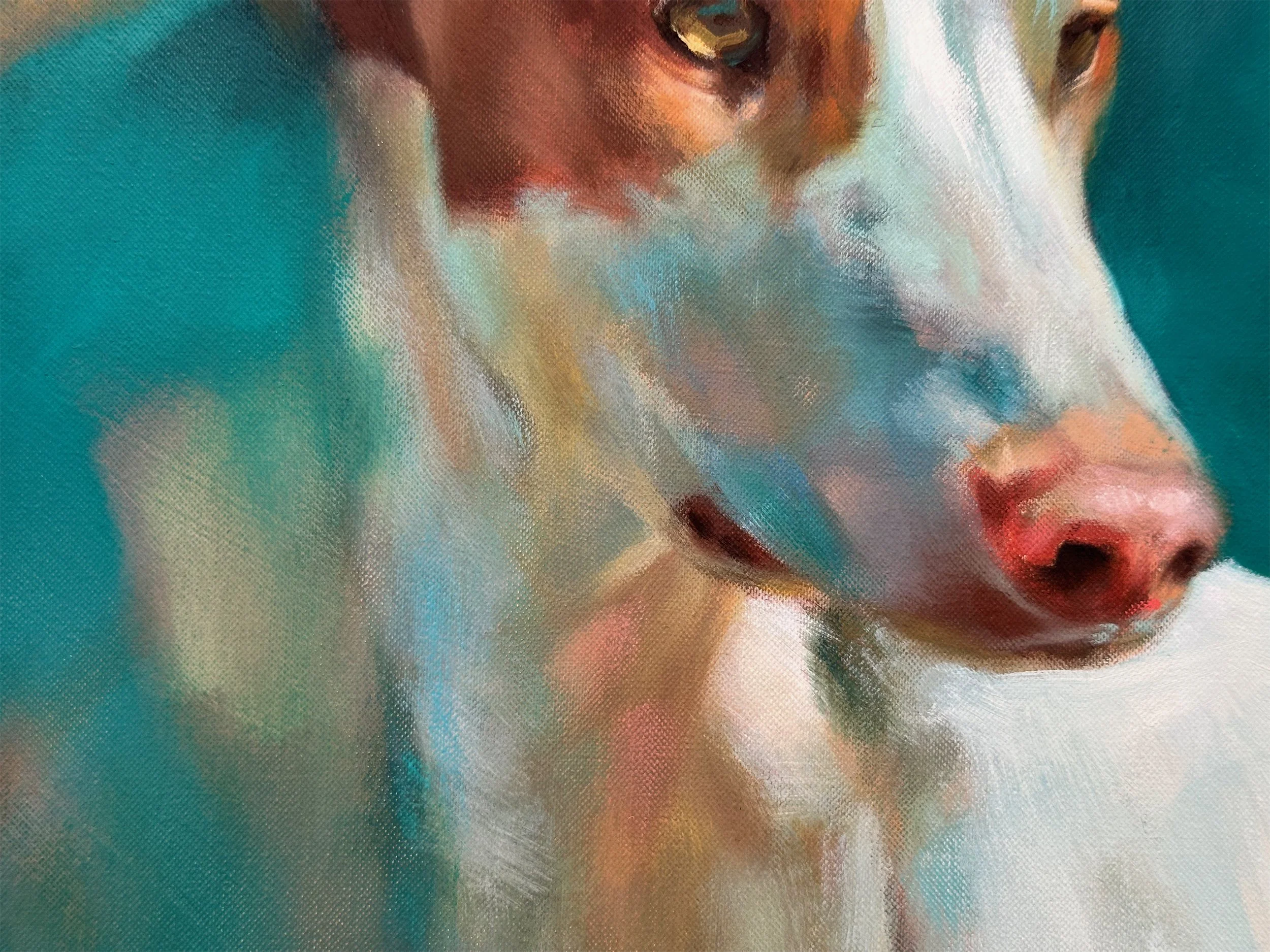 Hoover Ibizan Hound 40x40 Oil on Canvas Detail 3.jpg (Copy)
