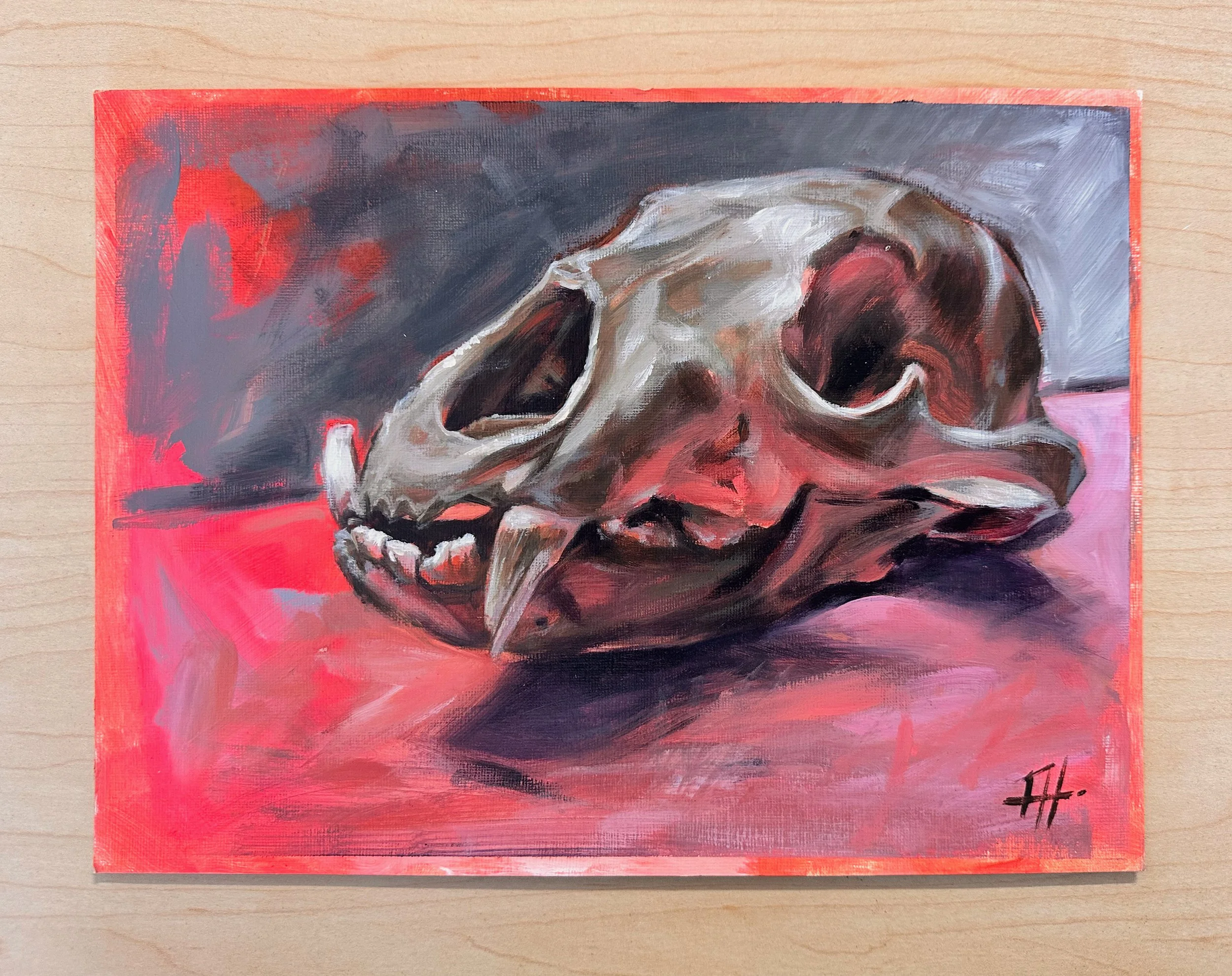 Hoover Bear Skull Healer 9x12 Acrylic on Paper Full Wood.jpg