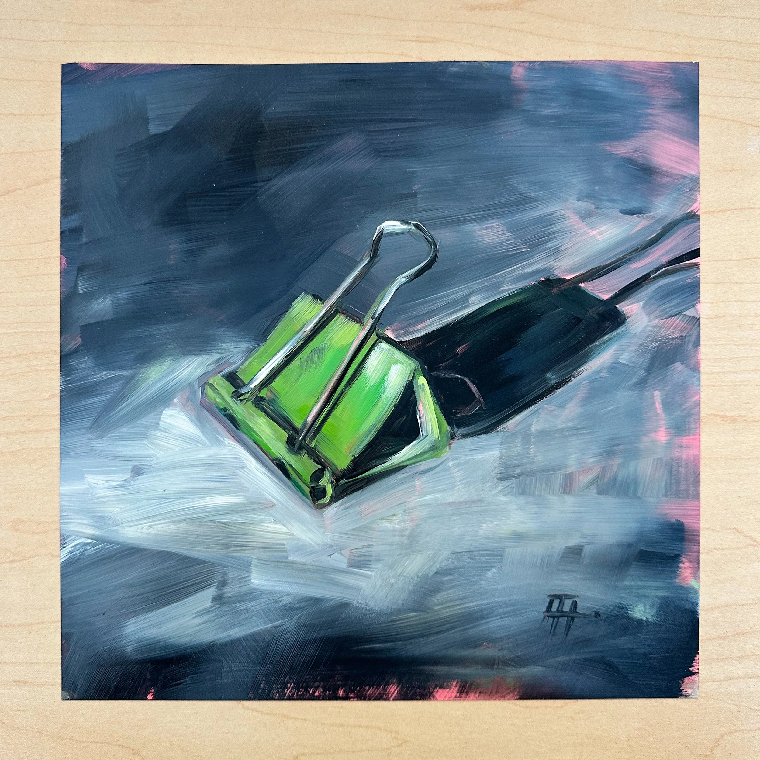 Hoover Green Clip Study 9x9 Acrylic on Mylar.jpg