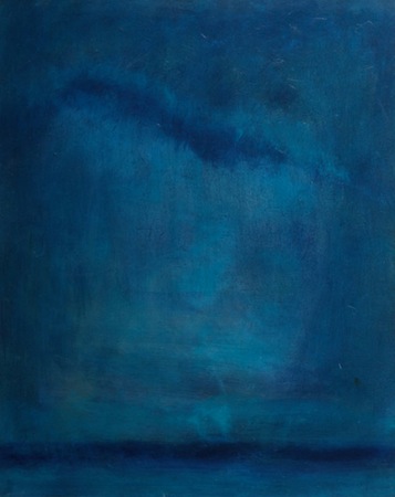 Blue Rain. 30 x 24. Oil On WOOD. Sold