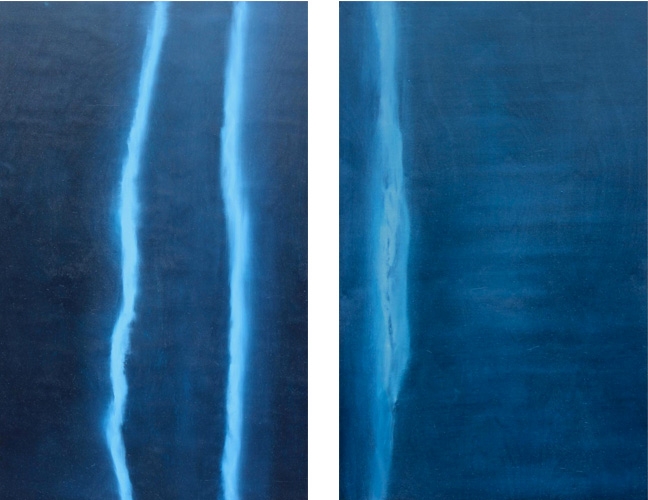 Rising and Falling I and II. 30 x 48. Oil on wood. SOLD 