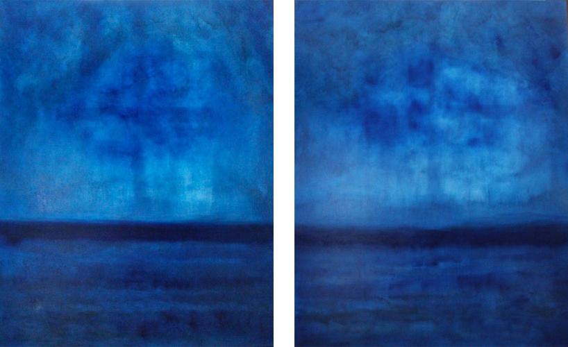 MIDNIGHT BLUE I and II. 48 X 72. OIL ON LINEN. sold