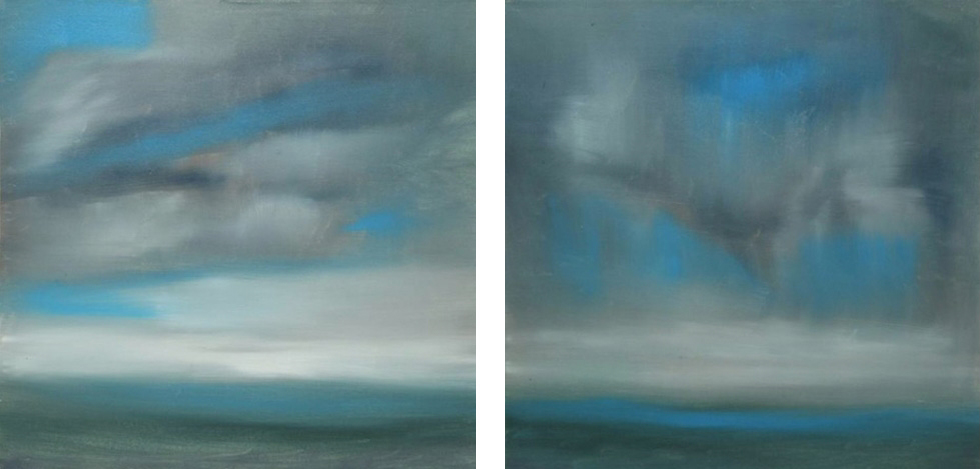 Black Rain I and II. 30 x 30. oil on linen. sold