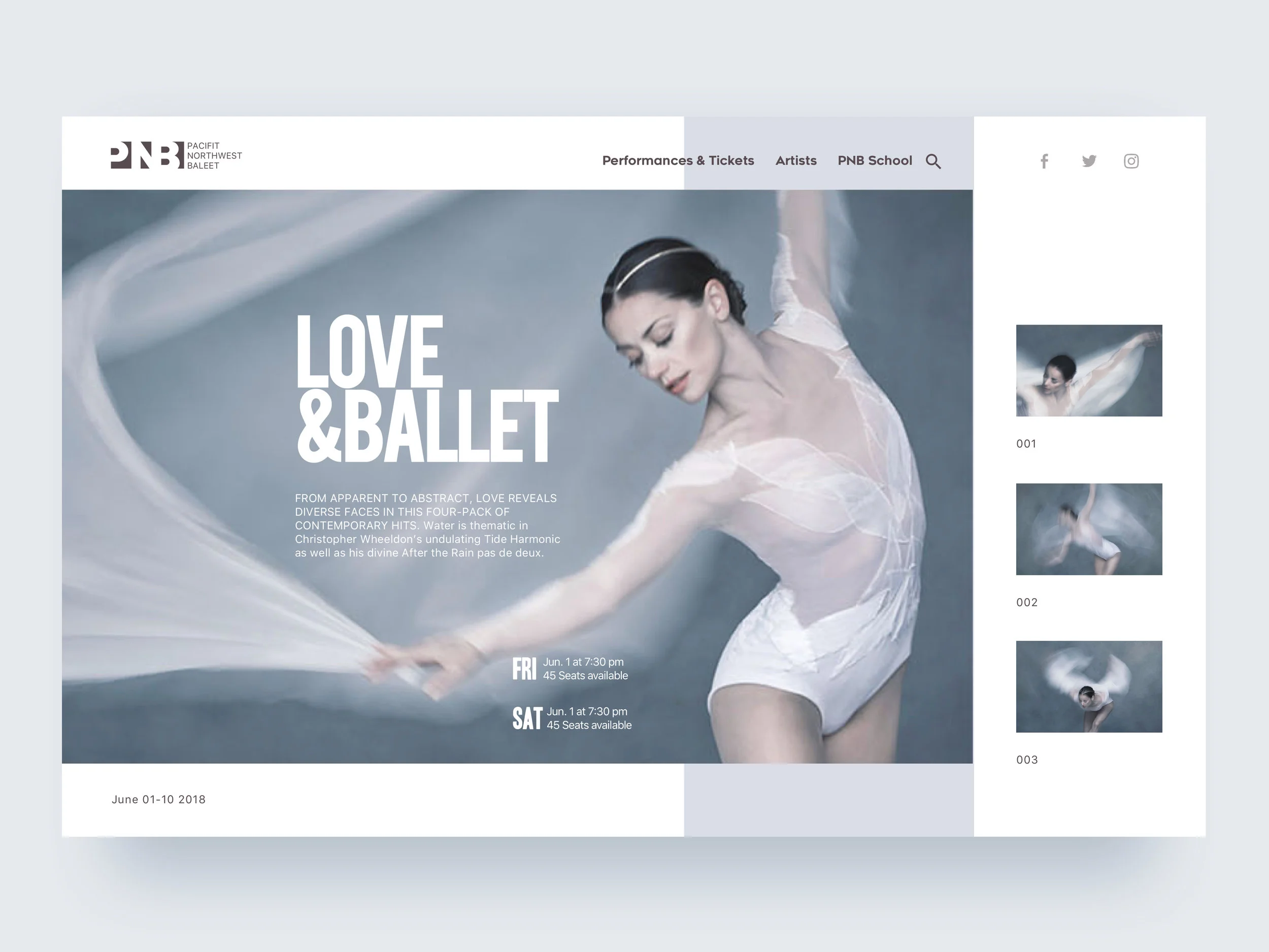 Day 003 | Pacific Northwest Ballet website redesign.