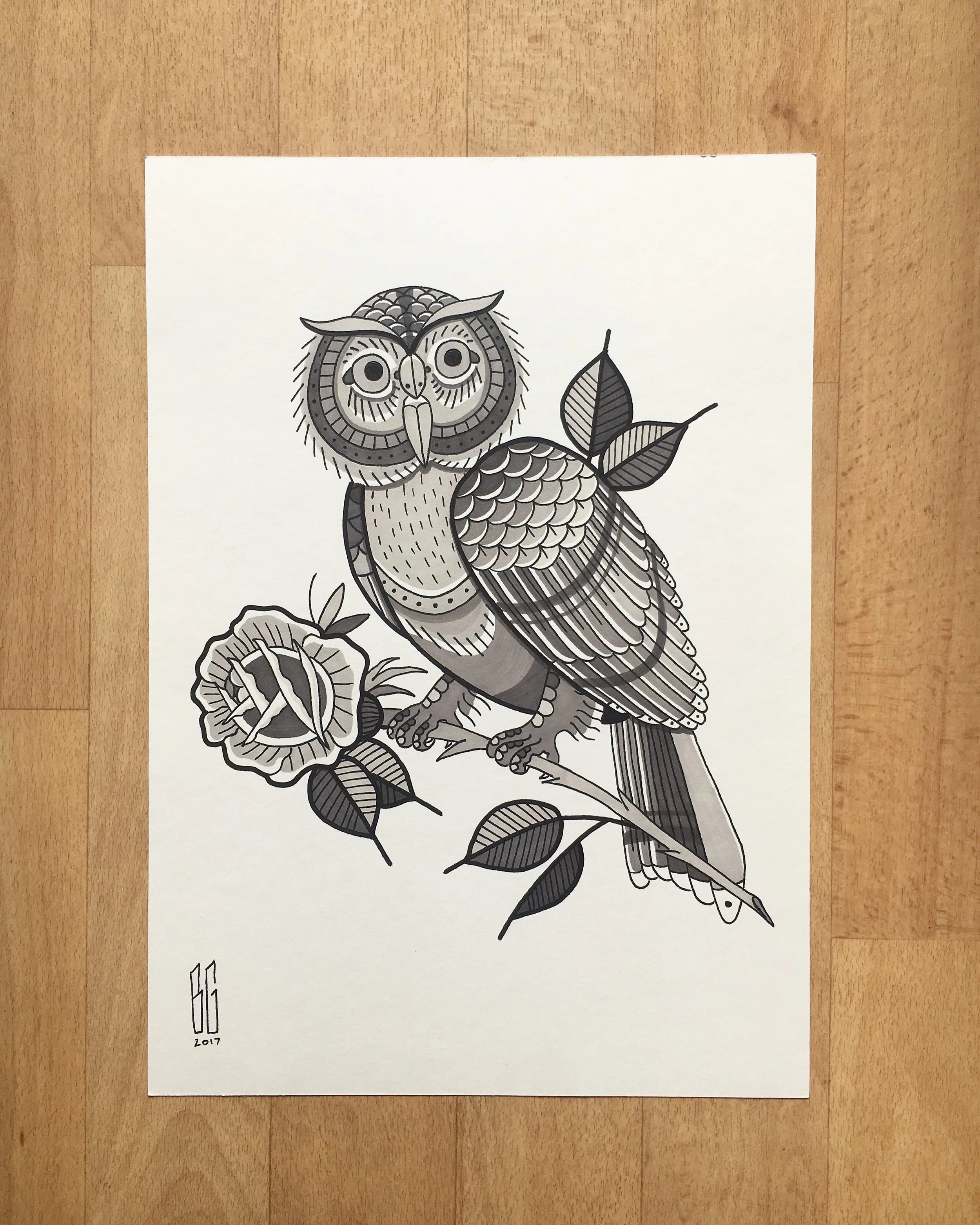 A3 - Owl and Rose
