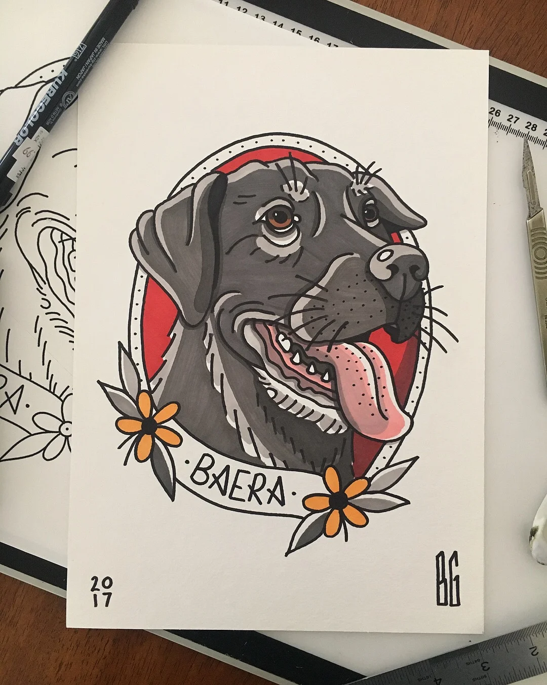 A4 - Black Lab Portrait 