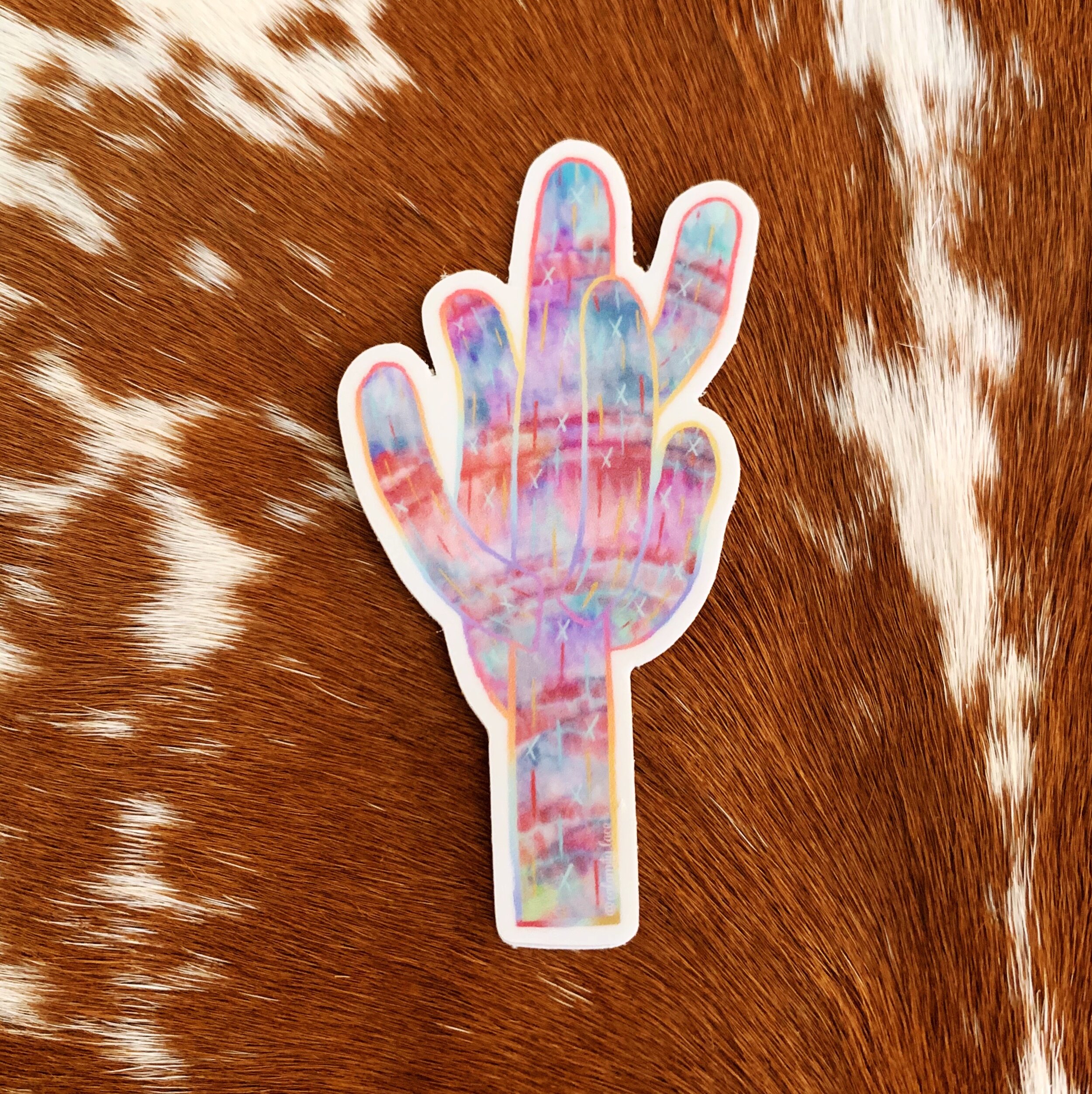 Psychedelic Saguaro Sticker