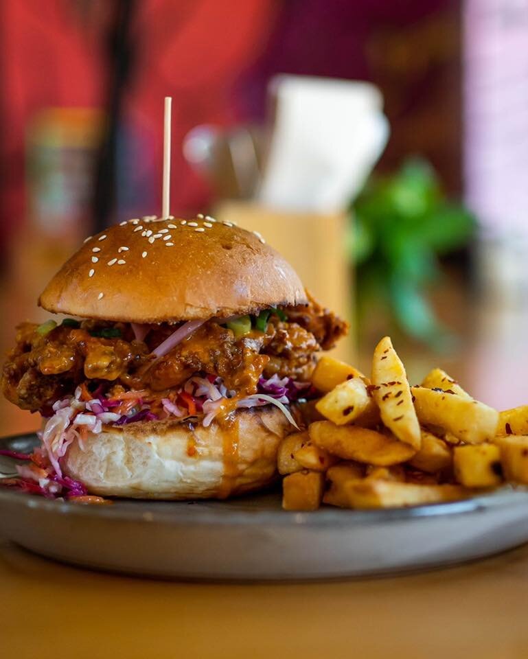 The taste of the Territory 🌞&hellip; Crispy fried laska burger served with our signature chilli fries. Yeah baby! 🌈

The burgers are banging at besser.