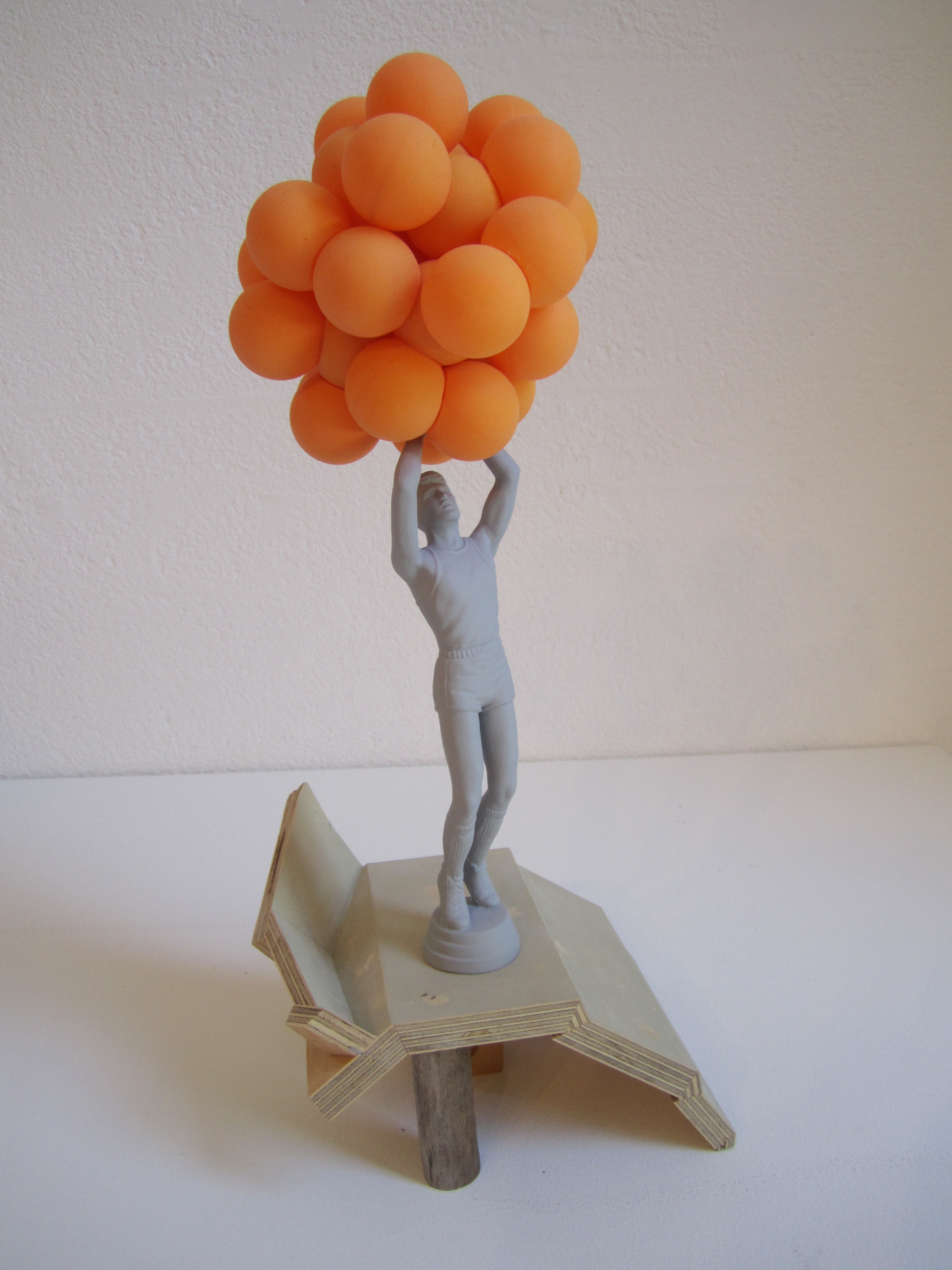   Orange Cloud, 2011    Enamel on acrylic, wood, table tennis balls 50 x 16 x 22 cm   