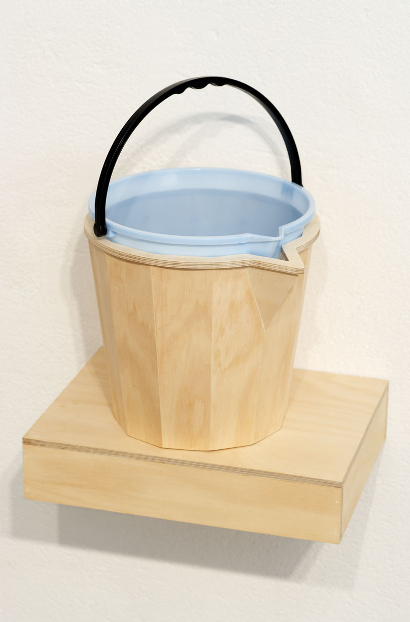   PAIL BY COMPARISON, 2007   Plywood, plastic bucket   shelf 30 x 40 x 9 cm   bucket 45 x 34 x 30 cm  