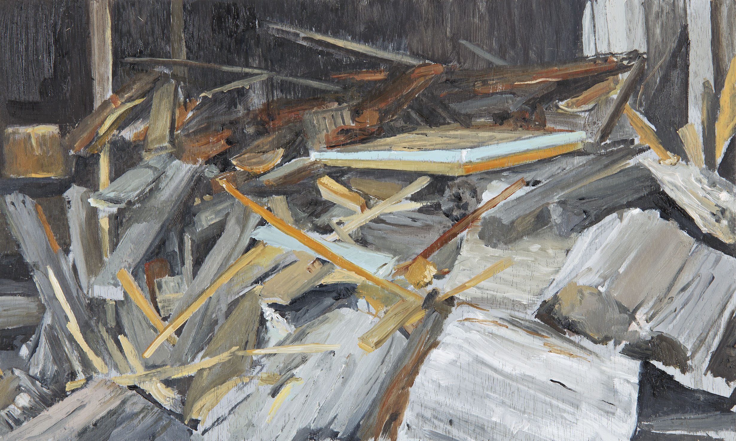 Wood Pile, 2016, Oil on Plywood, 28 x 40 cm