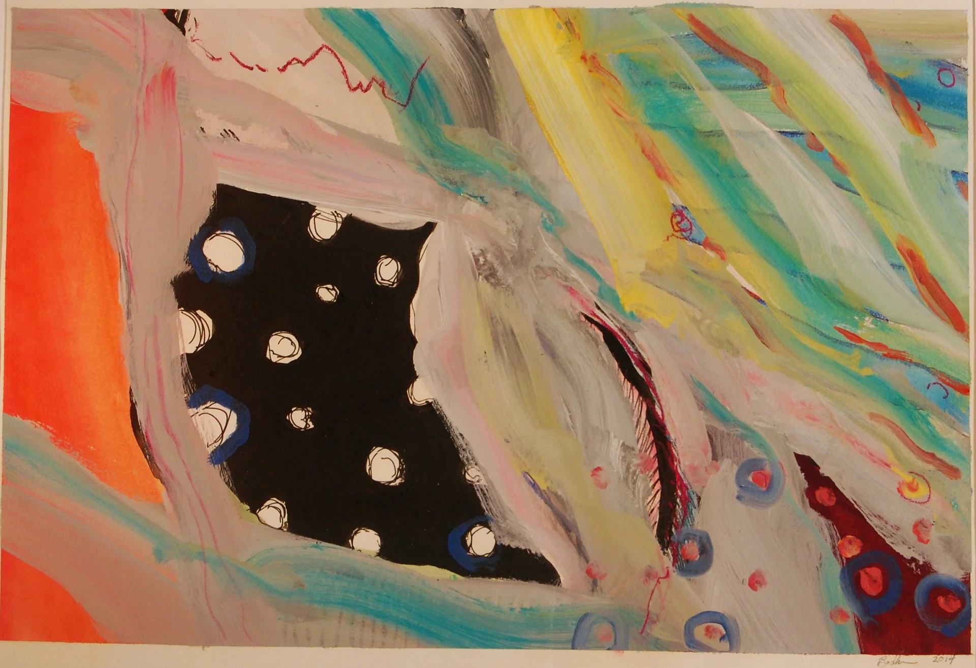 Rhino Bathrobe  41”x49” mixed media 300# Arches
