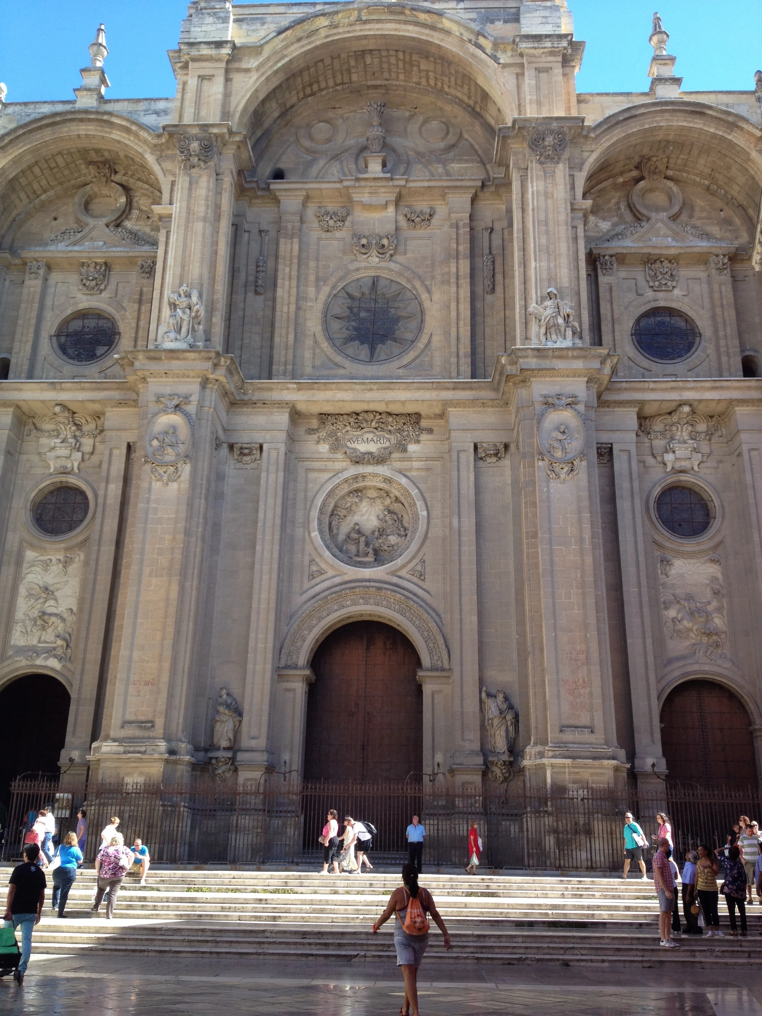 In the plaza in front of the Catedral de Granada.