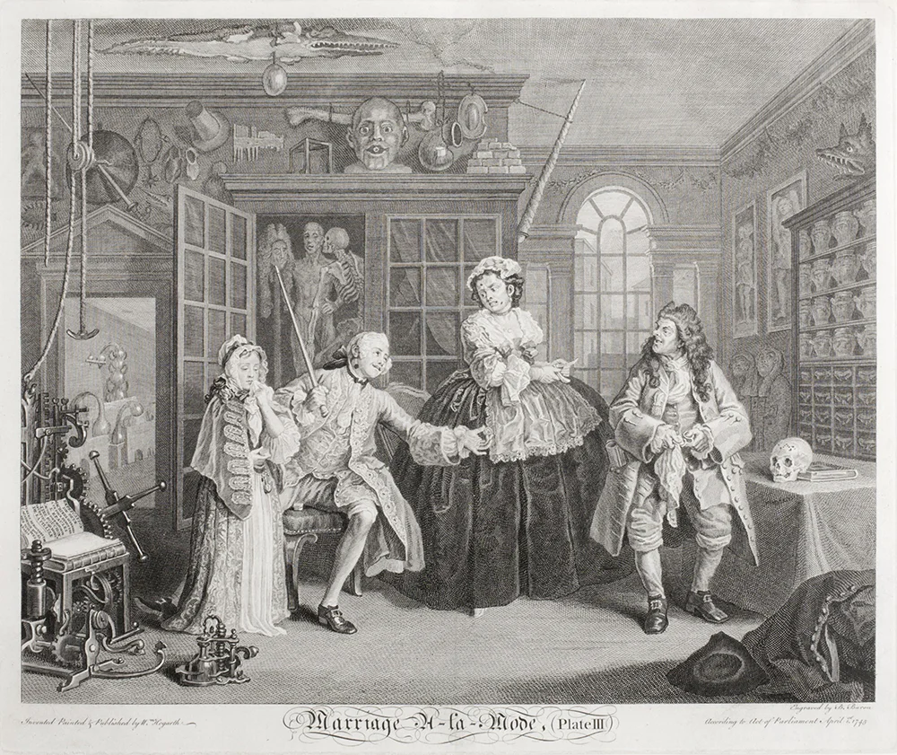 William Hogarth (English, 1697-1764) Marriage-A-La-Mode, Plate III, The Inspection , 1745 Etching and engraving 15 5/8 x 18 9/16 inches Anonymous Donor's Purchase Fund 62.8.60 Photo by Kevin Duffy