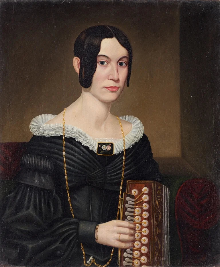 Anonymous (American) Portrait of Lady with an Accordion , c.1830-35 Oil on canvas 29 1/2 x 24 1/4 inches Anonymous Donor's Purchase Fund 65.3. Photo by David Humphreys