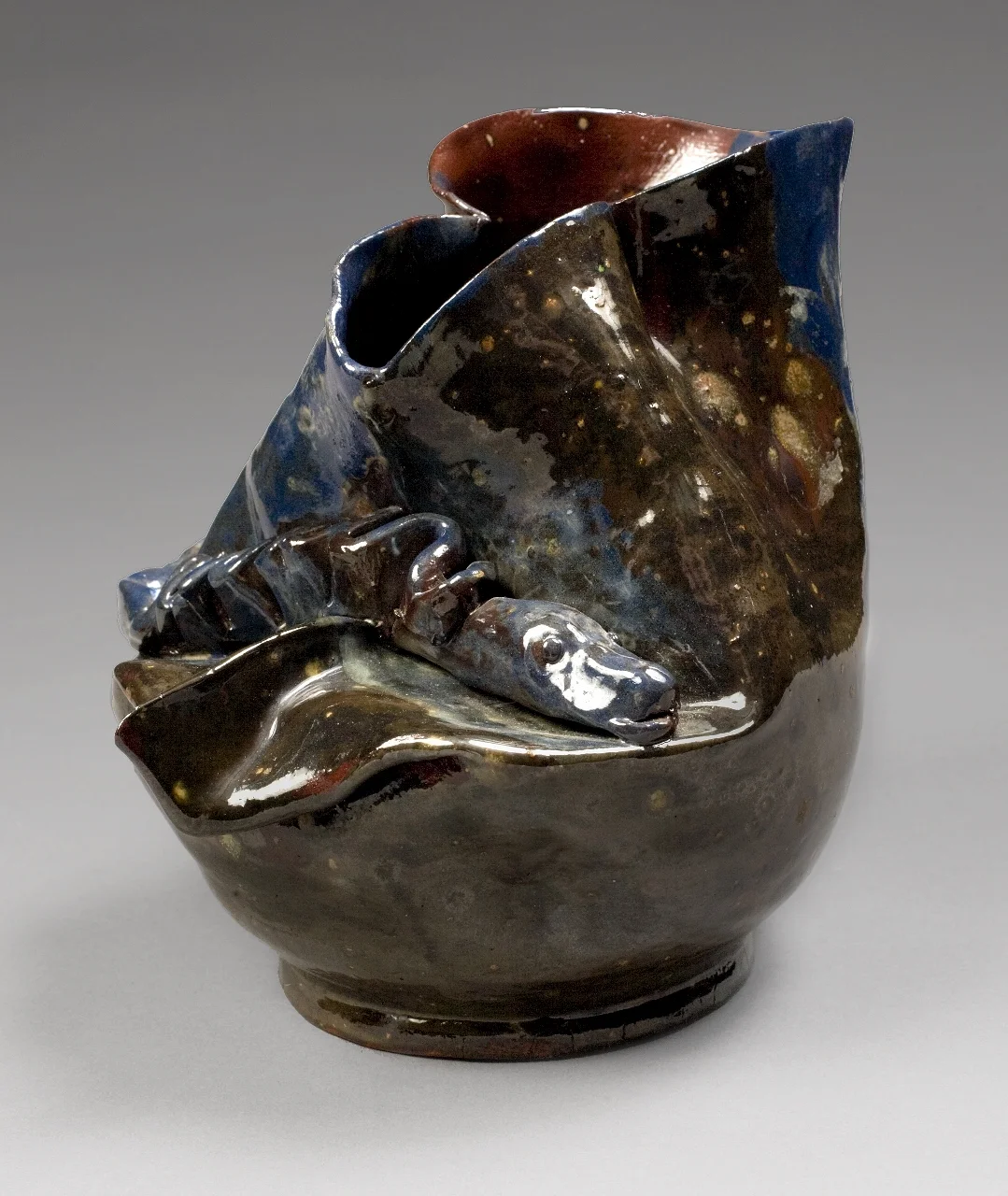 George E. Ohr (American 1959-1918) Vase, c. 1890 Clay, glaze 5.25 x 3.25 inches Gift of the Friends of LSU Museum of Art 87.21.1 Photo by Kevin Duffy