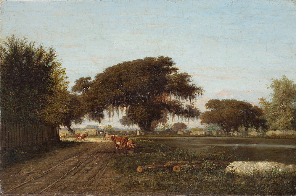 Richard Clague (1821–1873), Farm in St. Tammany , circa 1851–1870, oil on canvas, gift of Mr. and Mrs. W. E. Groves. LSUMOA 60.2.2