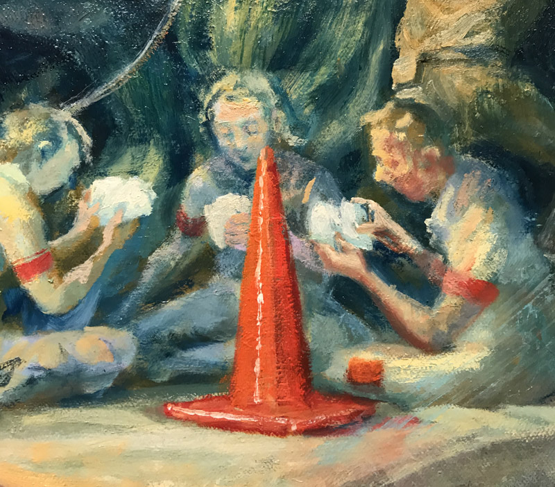  Julie Heffernan,  Camp Bedlam  (details at right),&nbsp;2016,&nbsp;oil on canvas,&nbsp;Courtesy of Catharine Clark Gallery. 