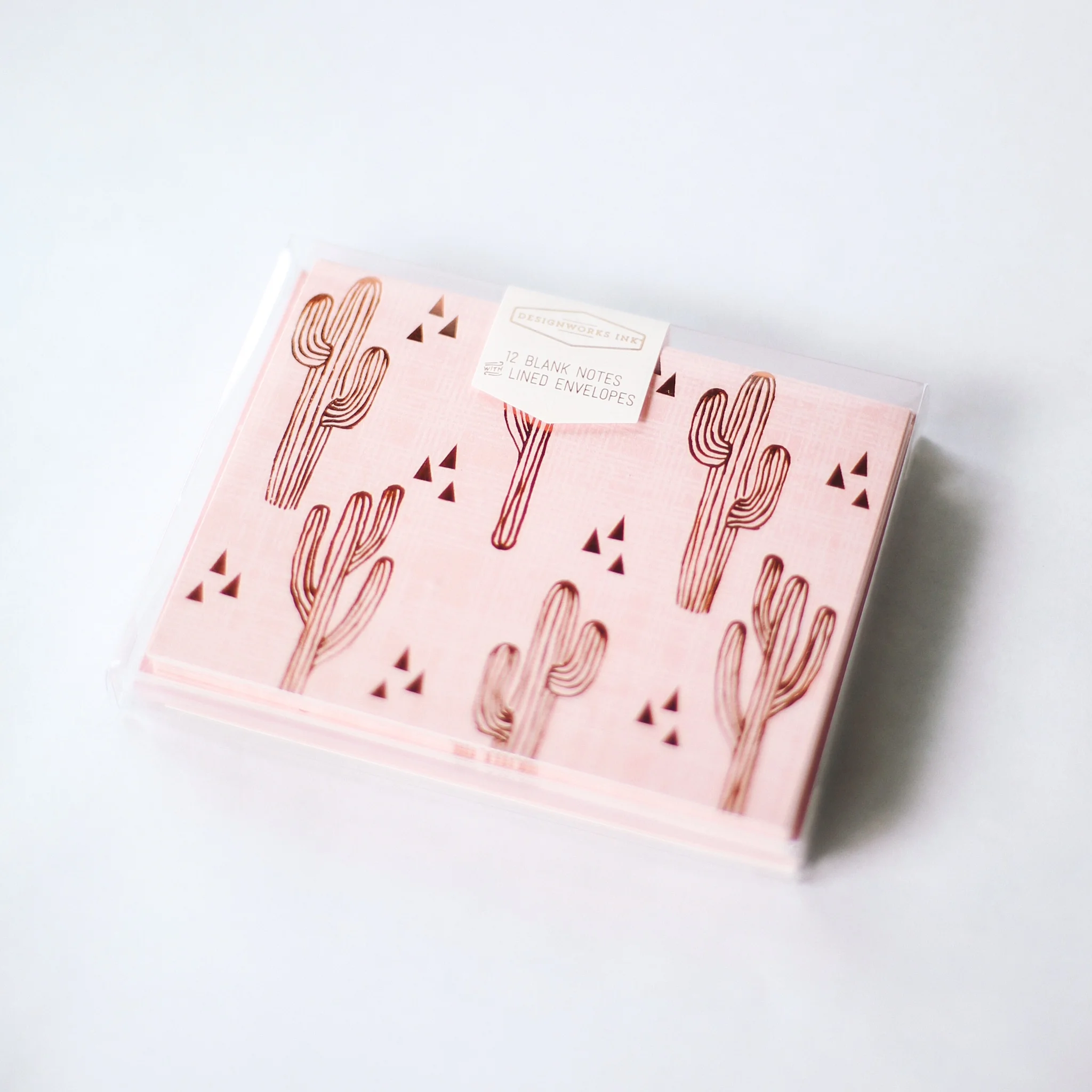 Blank notes with lined envelopes decorated with embossed metallic cacti $12 Item #