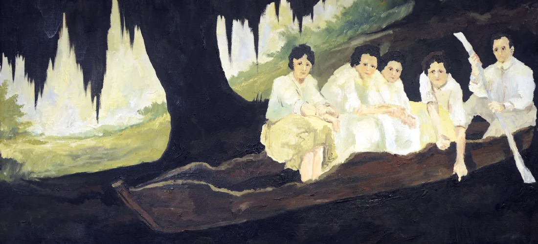 George Rodrigue (American, 1944–2013), John Courrege's Pirogue (detail), 1973, oil on canvas, 36 x 41 inches, Courtesy of Kenny Begneaud Family