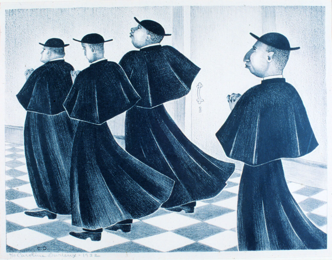  Caroline Wogan Durieux (American, 1896–1989),  Priests , 1932, lithograph on paper, Gift of the Artist, Conservation with Funds from Dr. Neil and Mrs. Susannah Johannsen, LSUMOA 68.9.1 