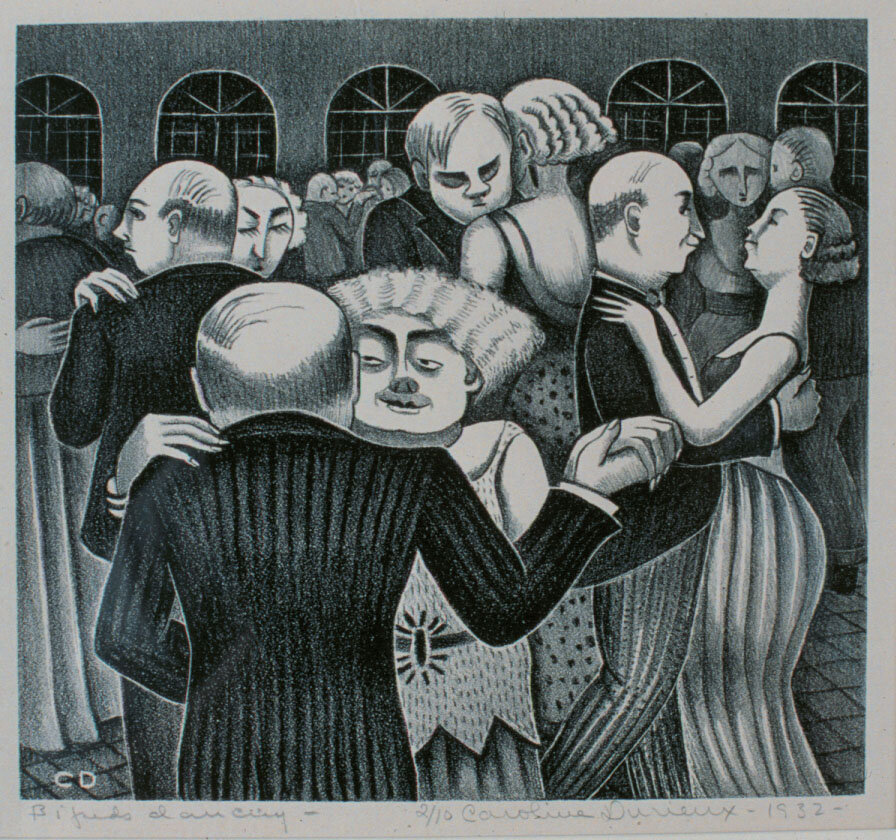  Caroline Wogan Durieux (American, 1896–1989),&nbsp; Bipeds Dancing , 1932, lithograph on paper, Gift of the Artist, Conservation with Funds from Dr. Neil and Mrs. Susannah Johannsen, LSUMOA 68.9.3 