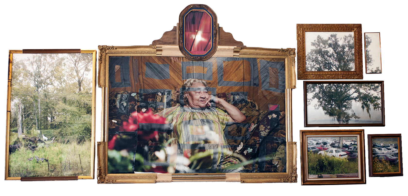 Letitia Huckaby, East Feliciana Altarpiece, 2010, pigment print on silk, 46 x 144", Courtesy of the Artist