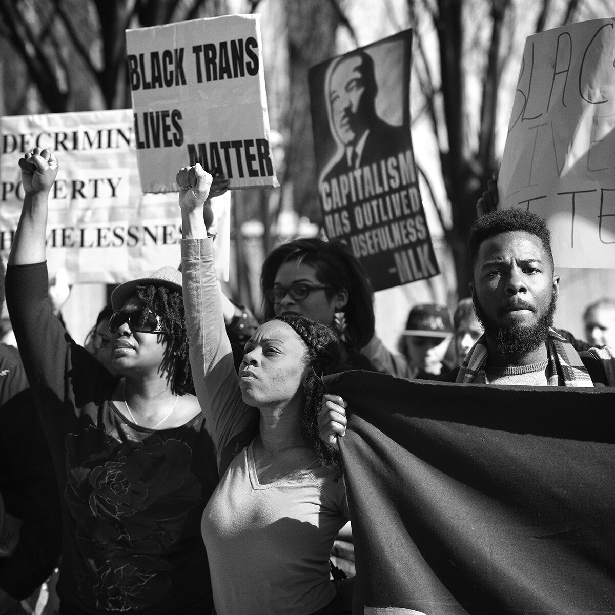 Sheila Pree Bright, "#ReclaimMLKDay, Black Lives Matter Disrupts M.L.K. Jr. Day Parades Across the Country," 2015. From the "#1960Now" series, Atlanta, Georgia