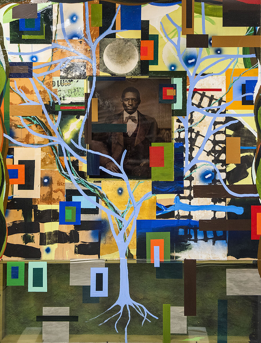  Radcliffe Bailey (American, b. 1968),  Far Beyond the Valle y, 2003, mixed media on wood, Purchased with funds from Winifred and Kevin Reilly, 2020.2.2 