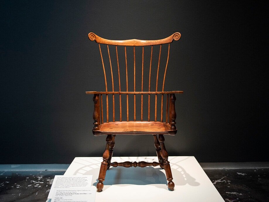  Image from LSU MOA Installation: Manufactured by Virginia Craftsmen, Inc., Harrisonburg, Virgina (Est. 1925),  Colonial Revival Comb-Back Windsor Arm Chair,  c. 1928 