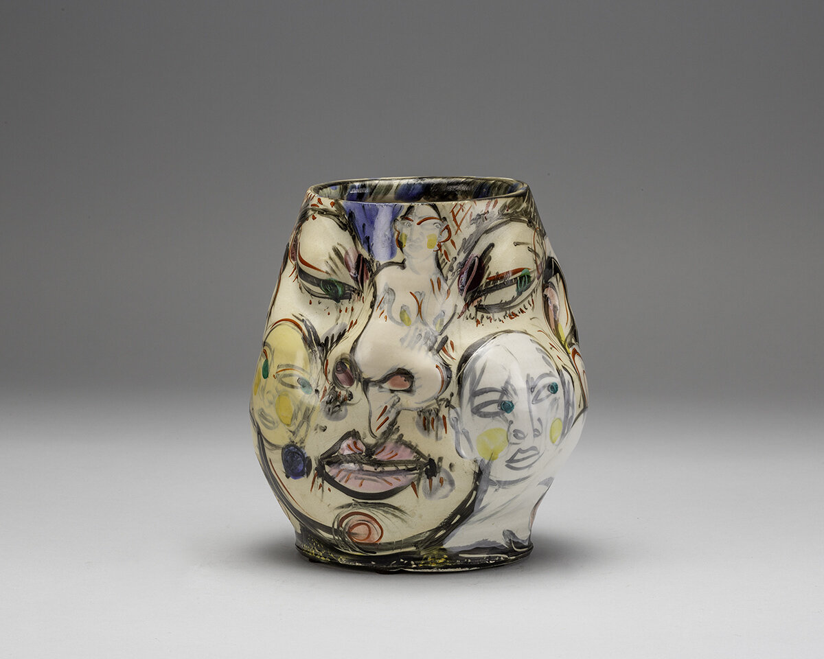   Akio Takamori ( Japanese, 1950–2017),  Head Vase , 1990-9, Porcelain, 7 1/8 x 6 ¾ in., Signed on bottom, © Akio Takamori 