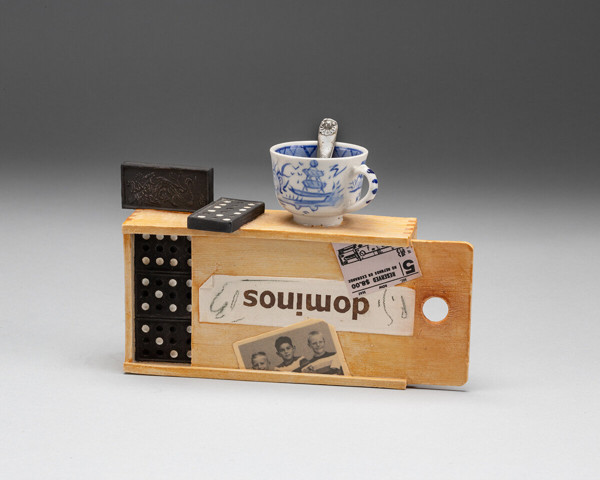  Richard Shaw (American, b. 1941), Dominoes, 2003, Porcelain, 6 x 8 ½ x 2 ¾ in., Signed in pencil on front, © Richard Shaw 