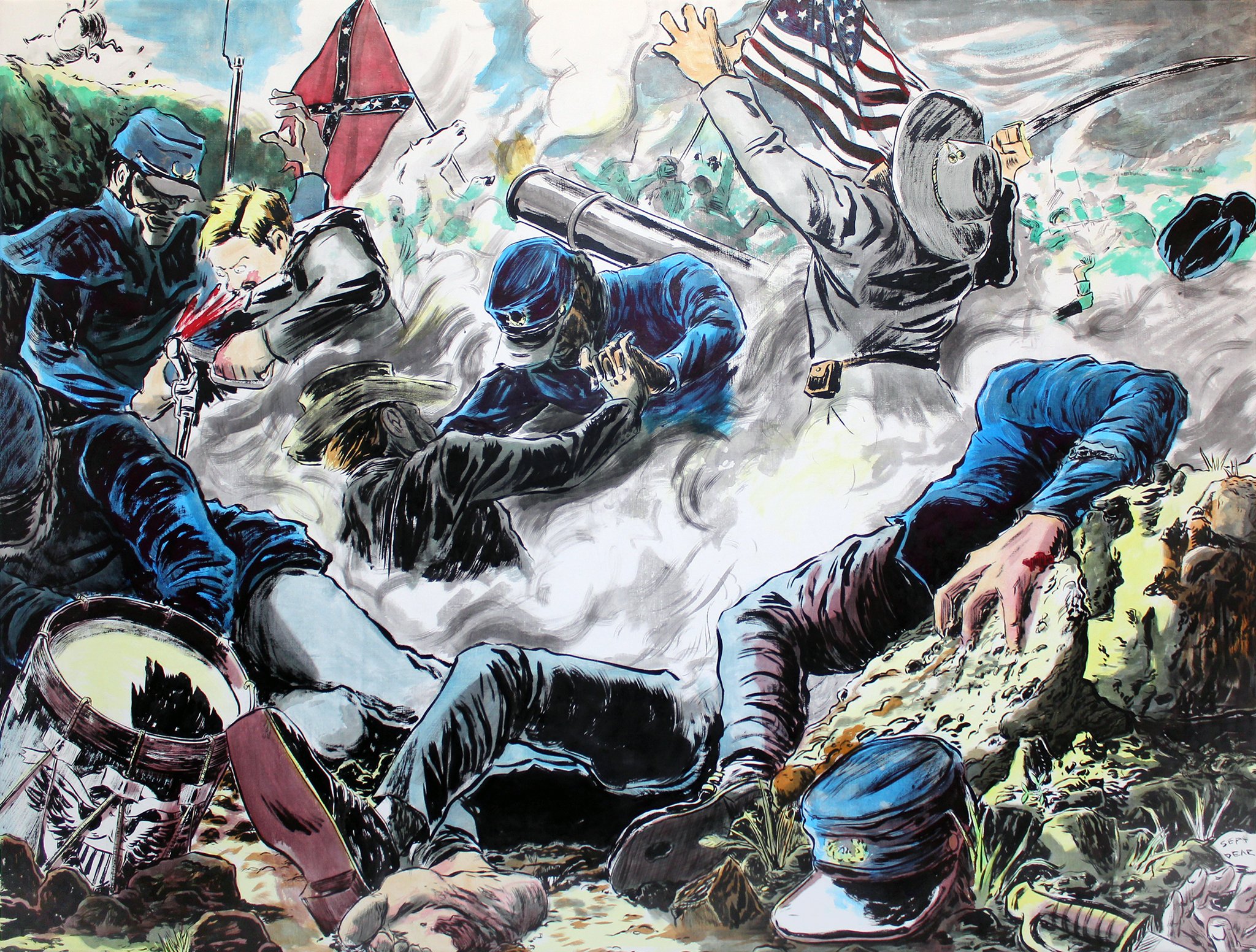  Mark Gibson,  Battle of Antietam , 2021. Ink on canvas. Courtesy of Arthur Roger 