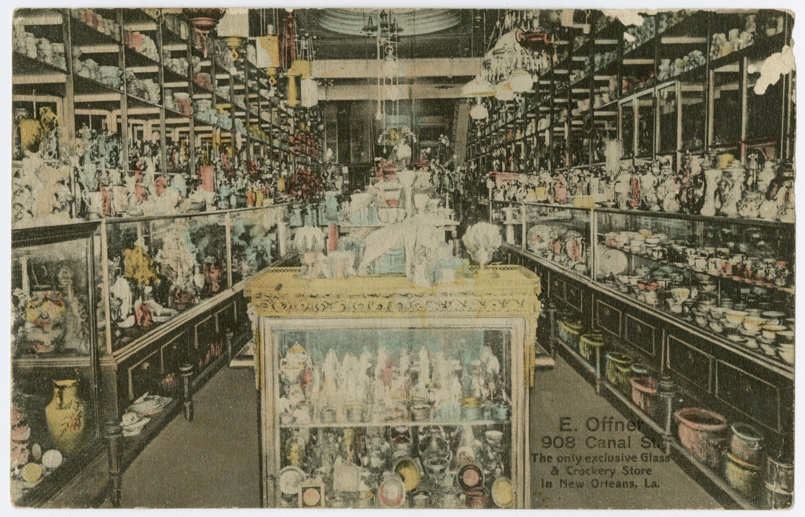   E. Offner, 908 Canal Street  ca. 1910; postcard  The Historic New Orleans Collection, Gift of Mr. Charles L. Mackie, 1981.317  
