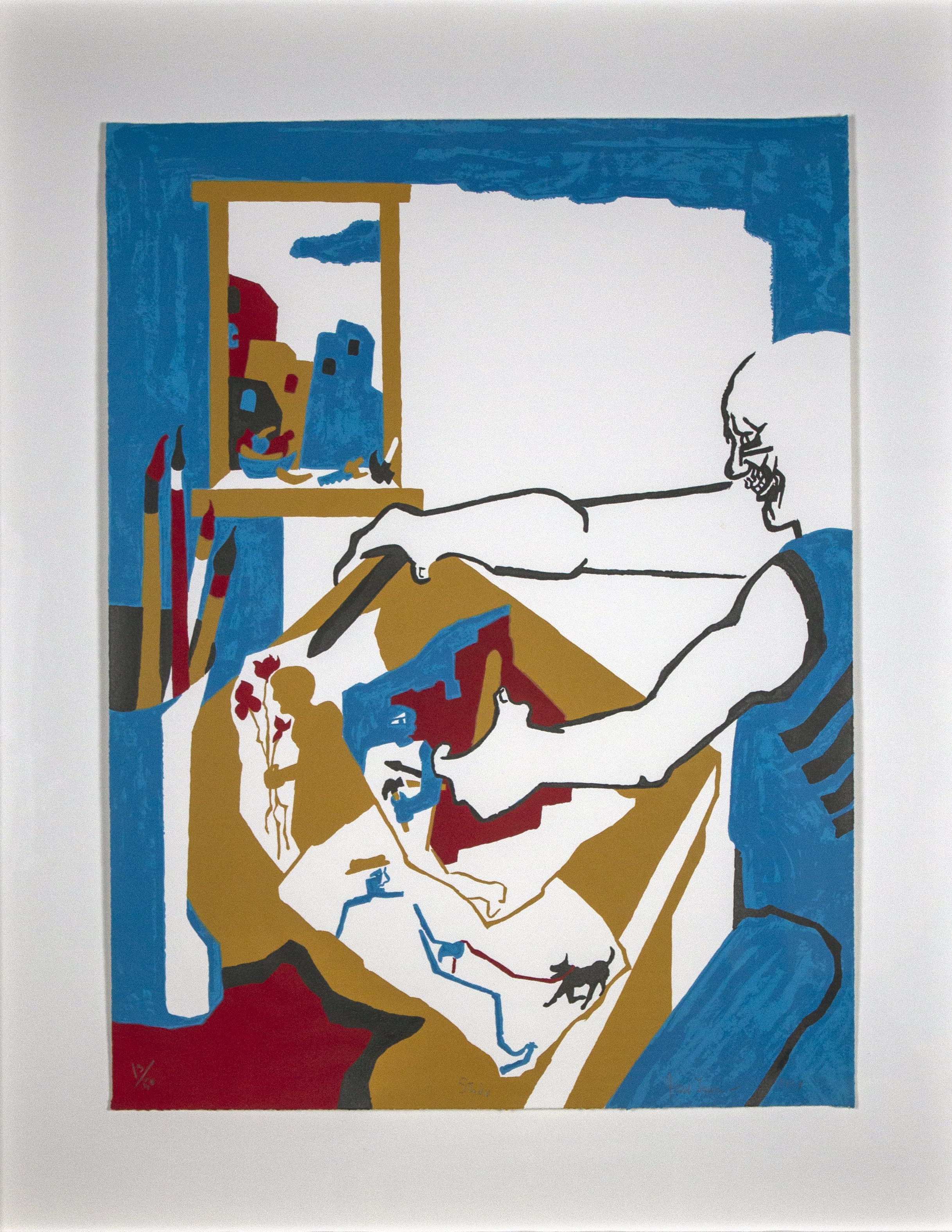  Jacob Lawrence,  Studio , 1994, lithograph 13 of 50, The Paul R. Jones Collection of American Art at the University of Alabama, © 2023 The Jacob and Gwendolyn Knight Lawrence Foundation, Seattle / Artists Rights Society (ARS), New York    