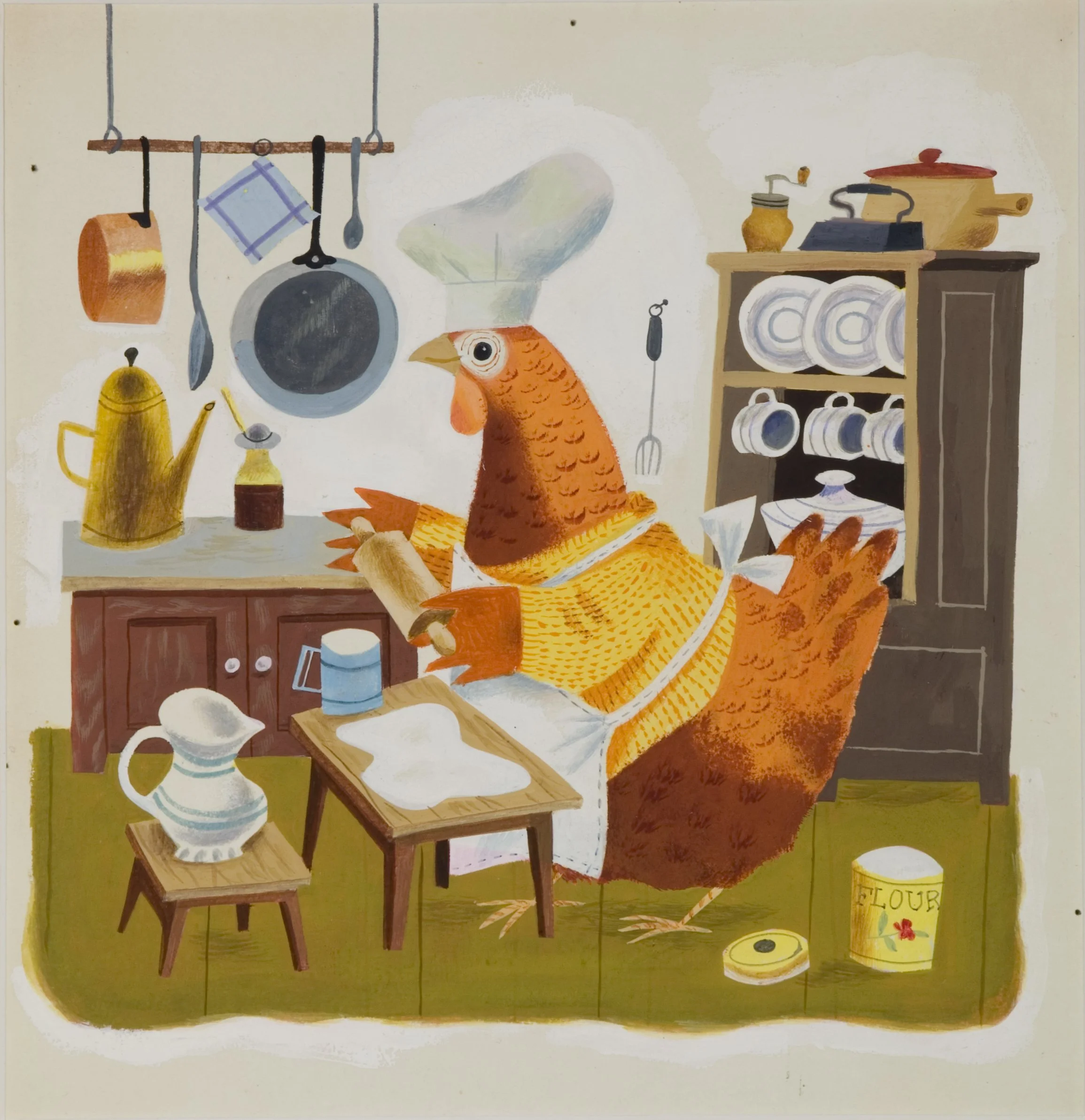 The Little Red Hen by Elizabeth Orton Jones, illustrated by J.P. Miller. Gouache. © 1954 Random House.
