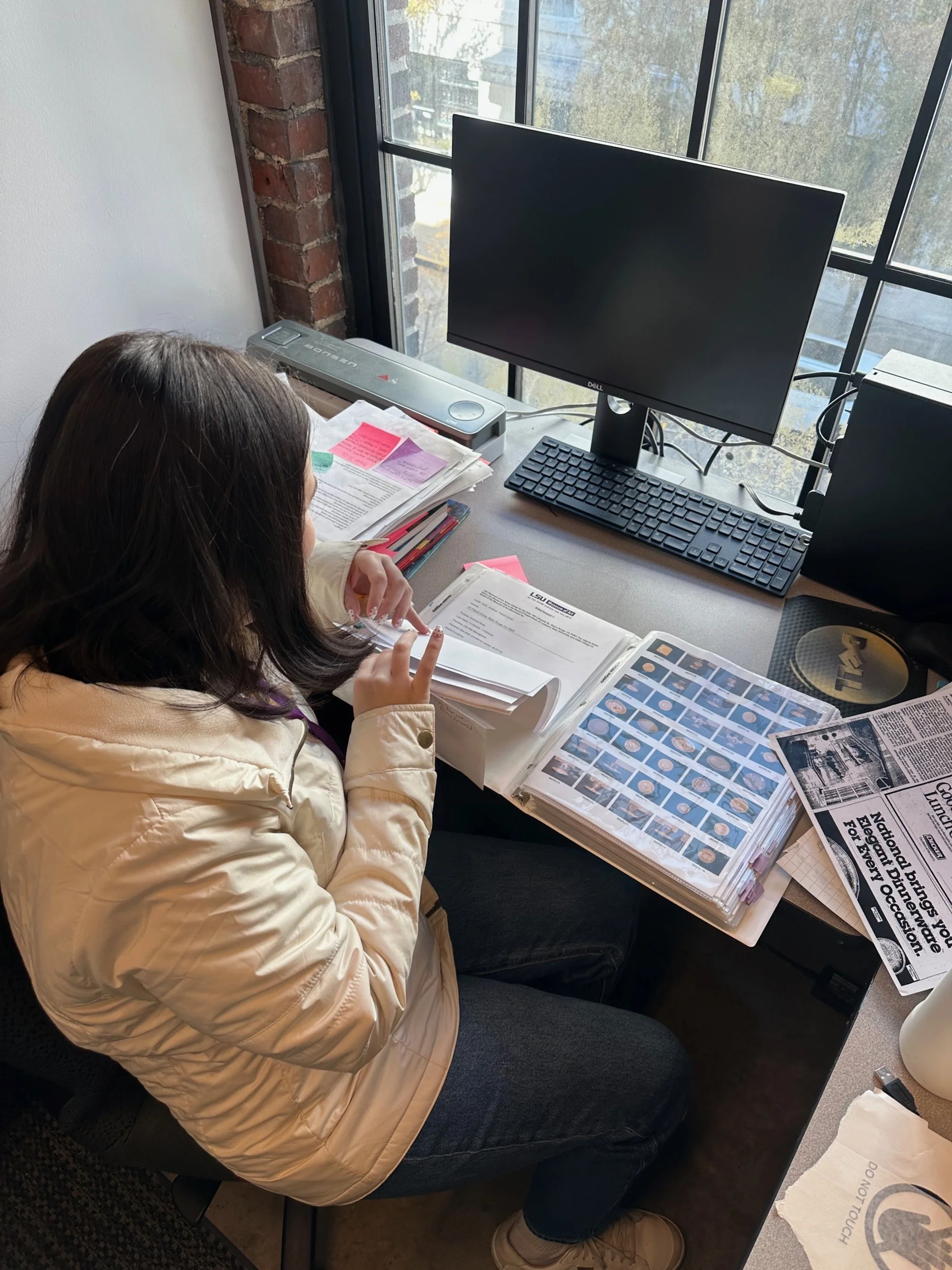  Sarah Ducote, Curatorial Graduate Assistant, researching Quimper Pottery at the LSU Museum of Art. 
