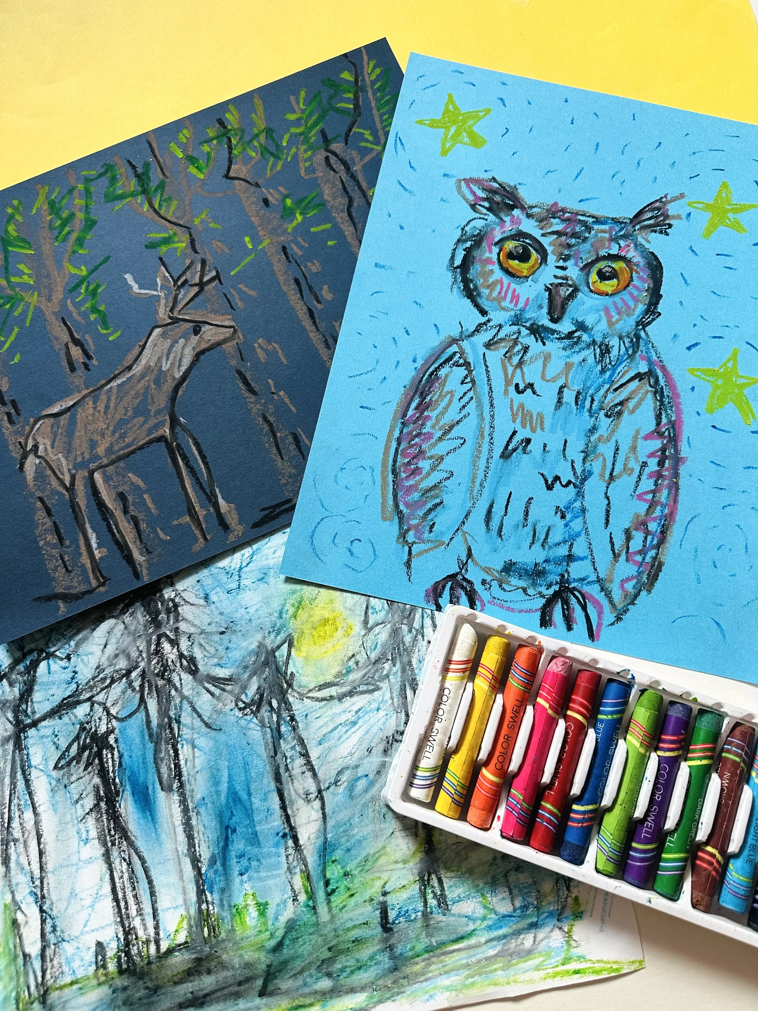 Oil pastel activity for Free First Sunday