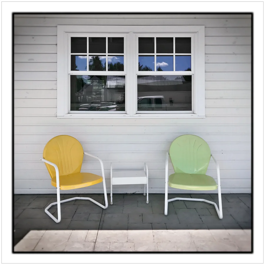 metal lawn chairs / Asgaard Farm ~ Au Sable Forks, NY (embiggenable)