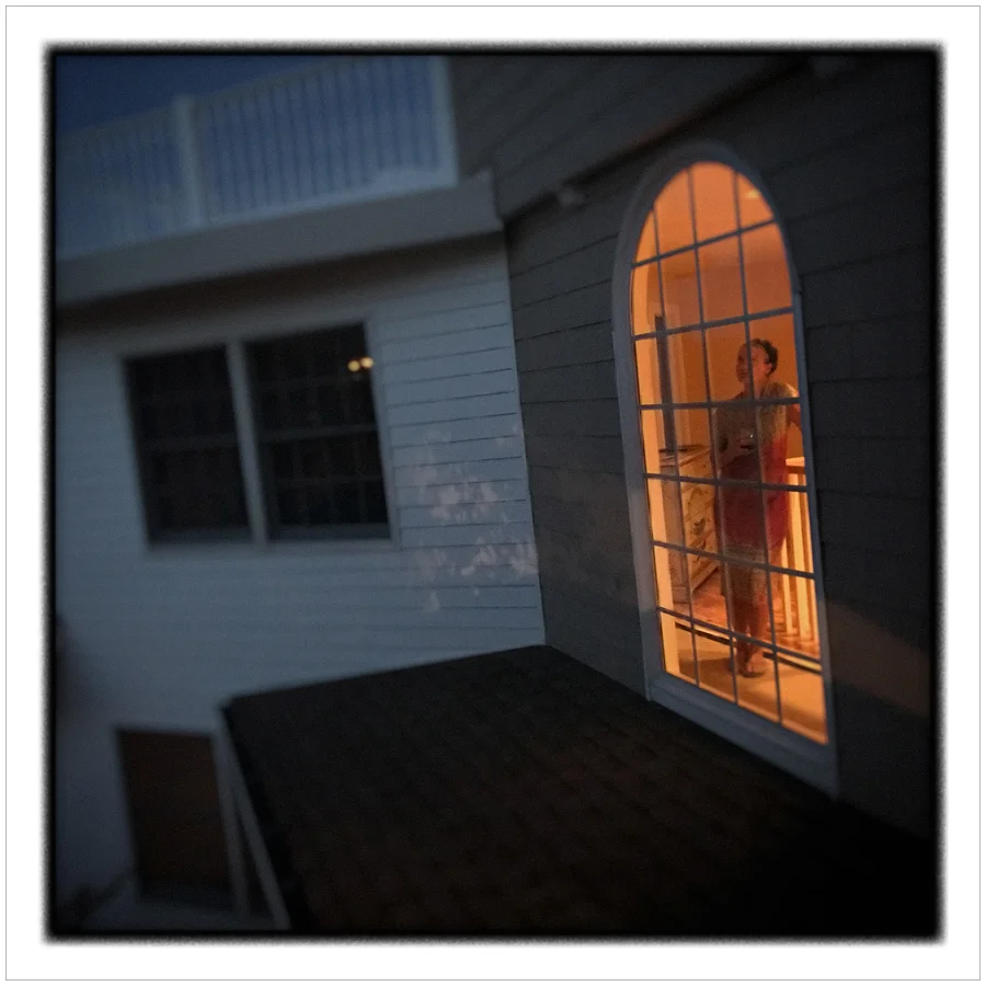 Erica in window ~ Stone Harbor, NJ • iPhone camera module picture (embiggenable)
