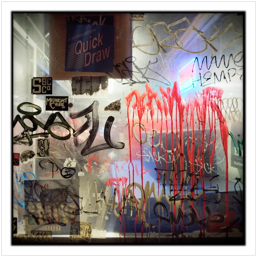 window graffiti ~ East Village / NYC (embiggenable) • µ4/3