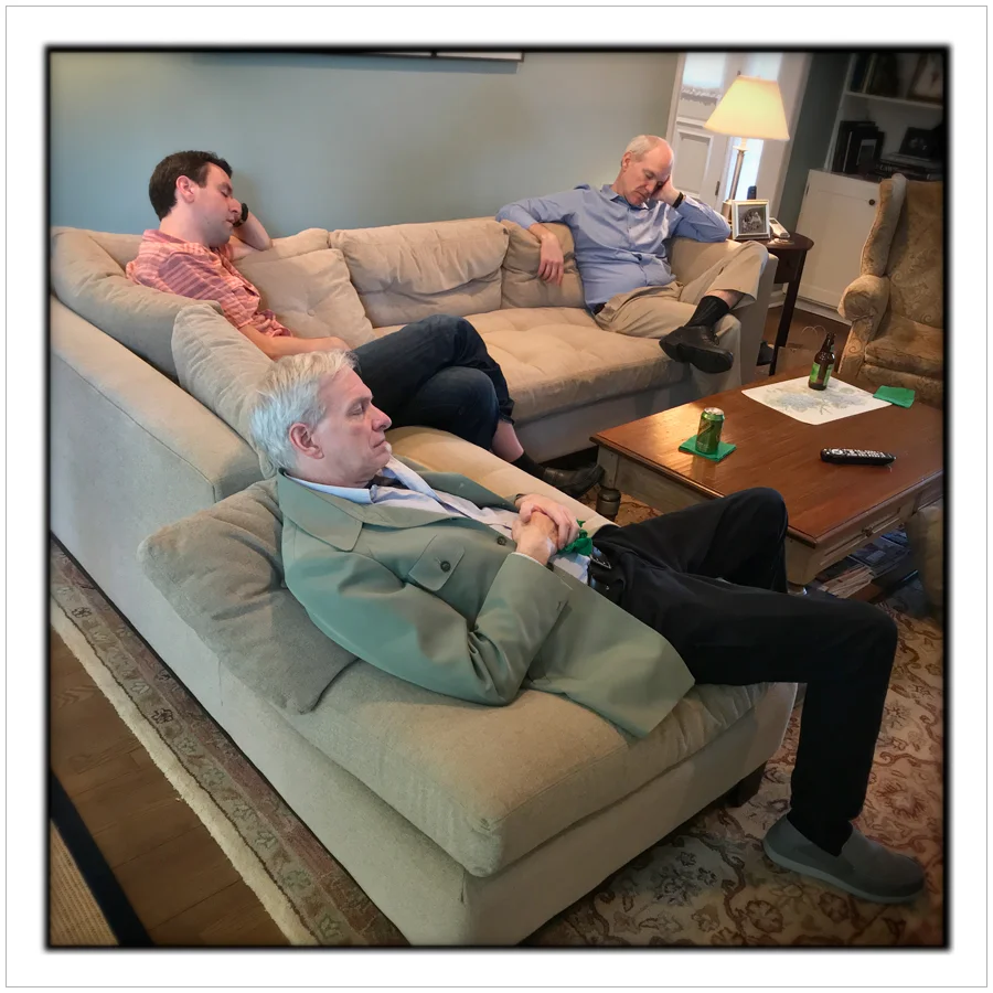 napping dads ~ Harrington Park (embiggenable) • iPhone