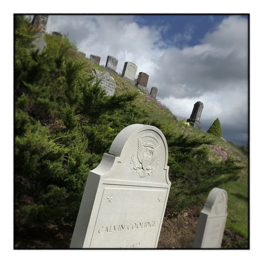 President’s tombstone ~ Plymouth Notch, Vt. (embiggenable) • iPhone