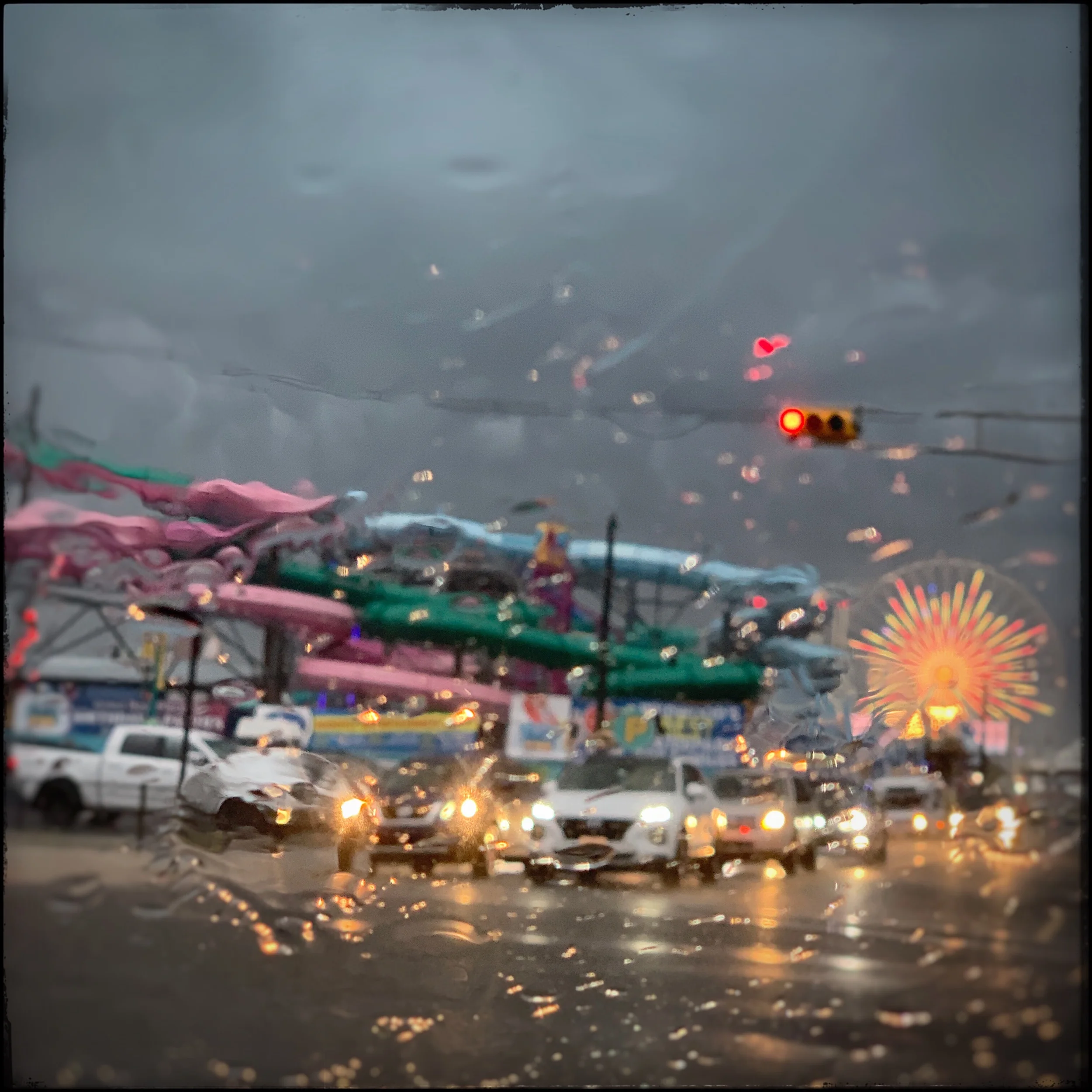 Rain on windshield ~ Wildwood, NJ (embiggenable) • iPhone