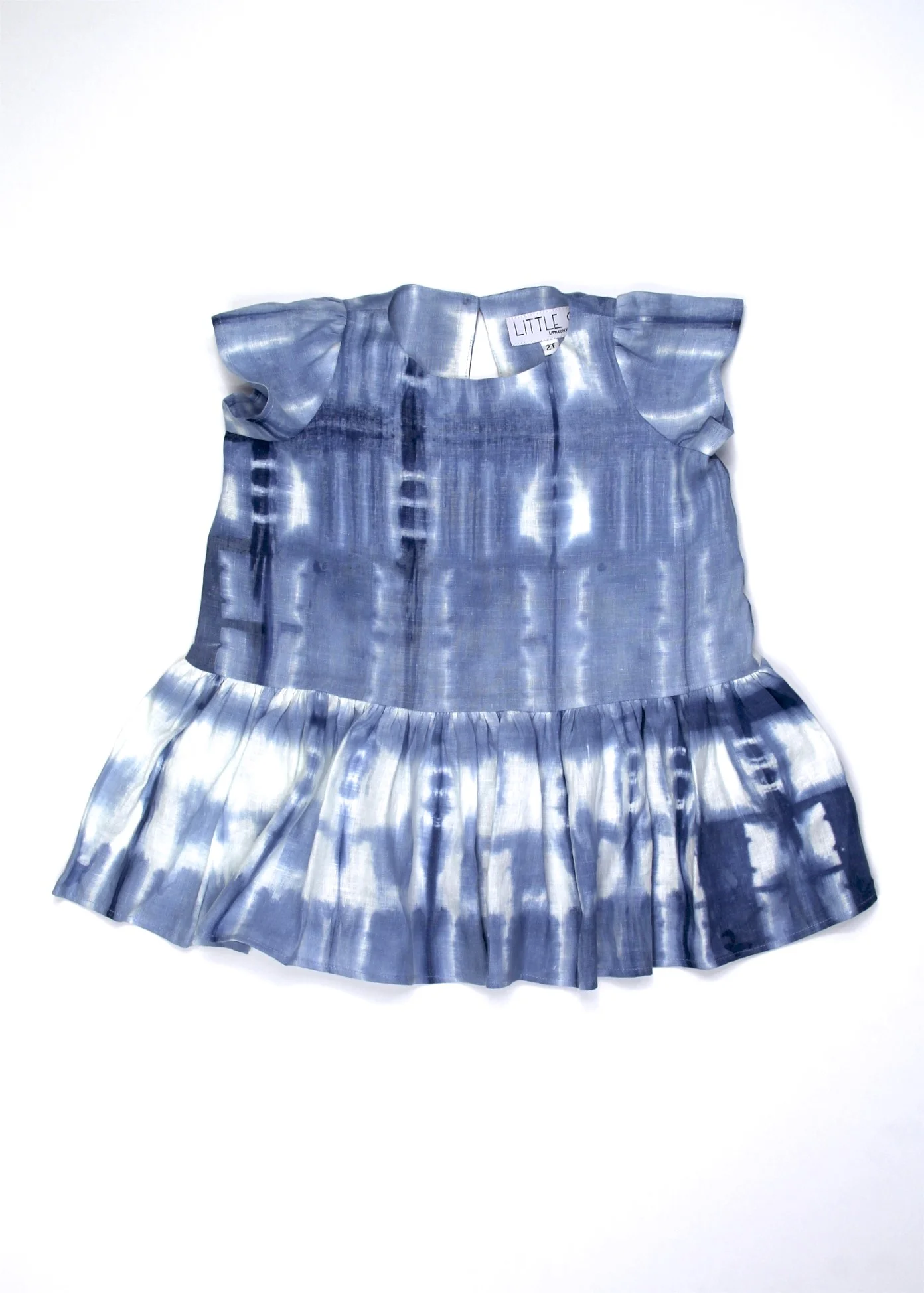 Size 2T - Hand Dyed Shibori 100% Linen Dress -  #78