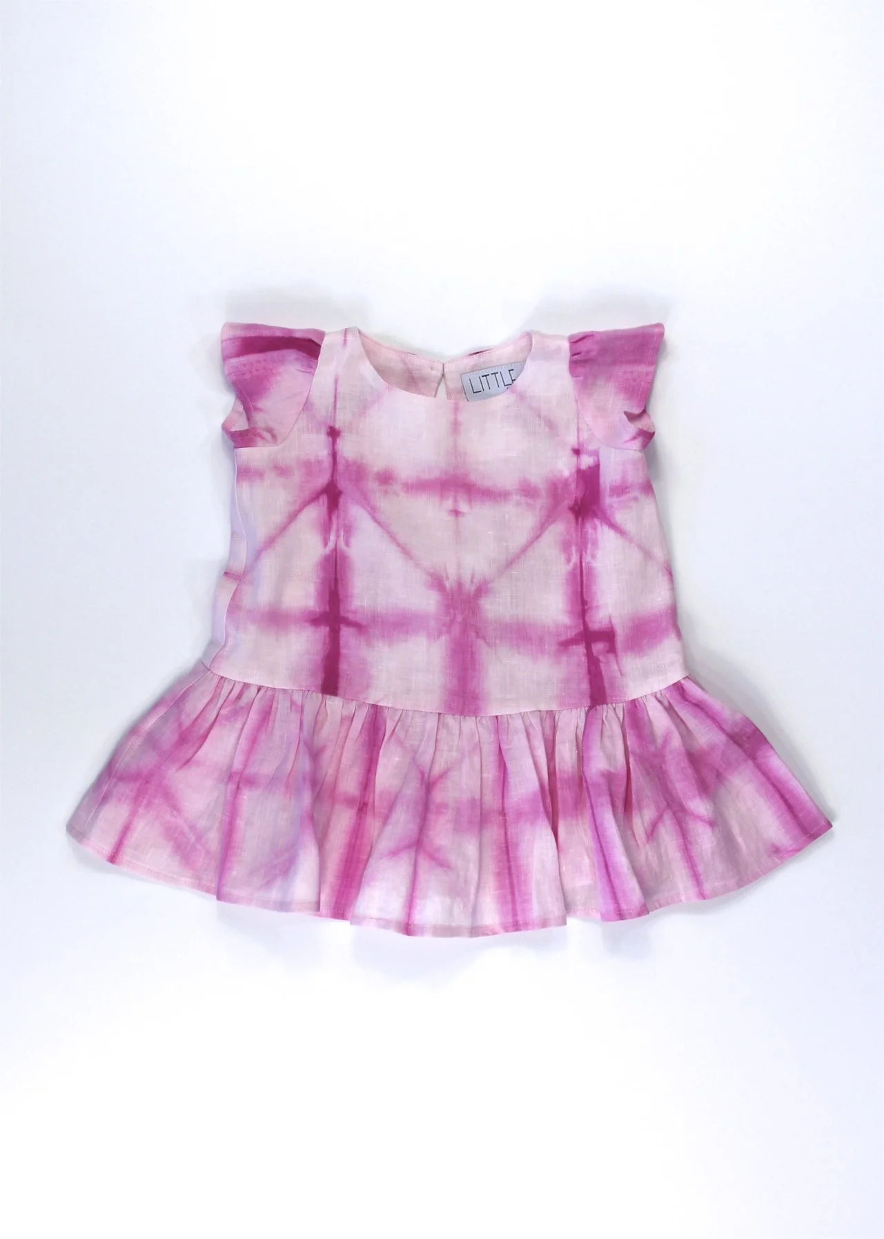 Size 6m - Hand Dyed Shibori Pink 100% Linen Dress -  #82