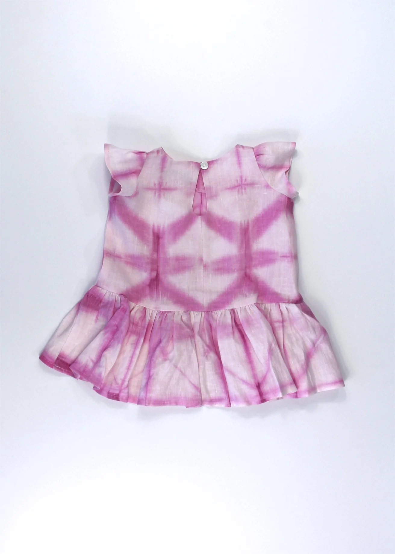 Size 6m - Hand Dyed Shibori Pink 100% Linen Dress -  #84