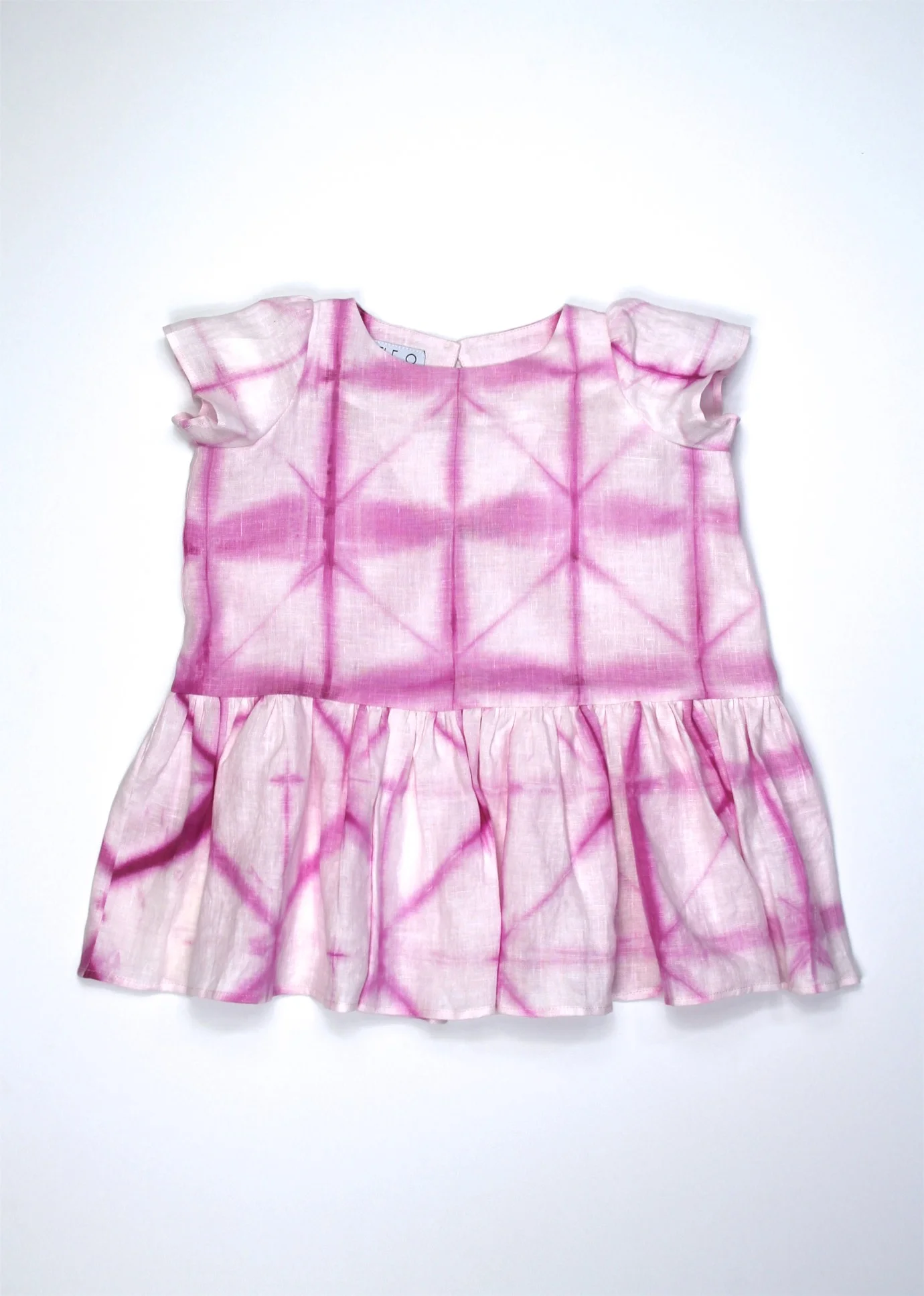 Size 3T - Hand Dyed Shibori Pink 100% Linen Dress -  #93