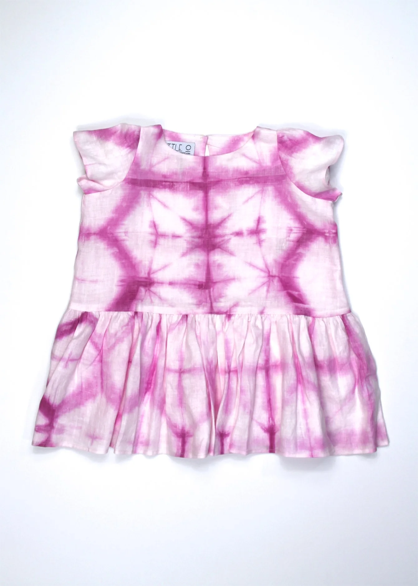 Size 3T - Hand Dyed Shibori Pink 100% Linen Dress -  #94