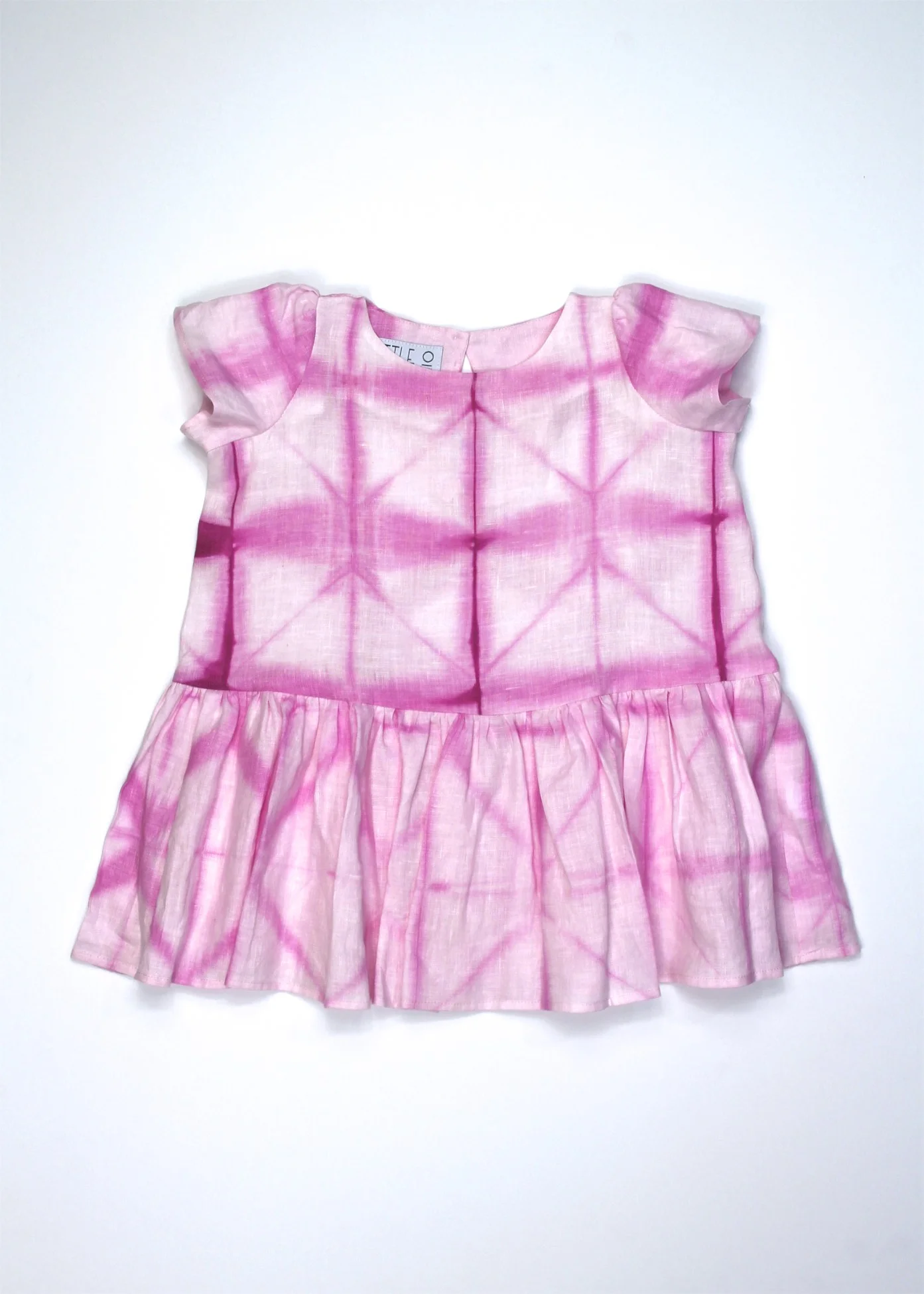Size 3T - Hand Dyed Shibori Pink 100% Linen Dress -  #96